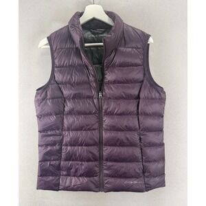 Eddie Bauer Women's Sz L Purple Lightweight EB650 Puffer Winter Full Zip Vest